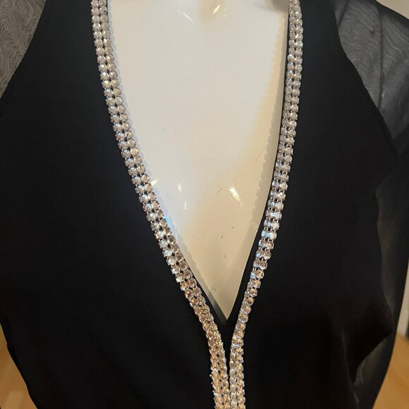 VINTAGE NICOLE BAKTI JERSEY RHINESTONE EMBELLISHED GOWN SIZE L LARGE - Picture 5 of 12
